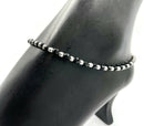 925 Sterling Silver Black Beads Anklet -