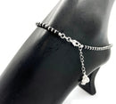 925 Sterling Silver Black Beads Anklet -