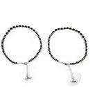 925 Sterling Silver Black Beads Anklet -