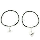 925 Sterling Silver Black Beads Anklet -