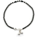 925 Sterling Silver Black Beads Anklet -