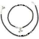 925 Sterling Silver Black Beads Anklet -