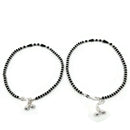 925 Sterling Silver Black Beads Anklet -