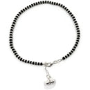 925 Sterling Silver Black Beads Anklet -