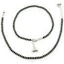 925 Sterling Silver Black Beads Anklet -