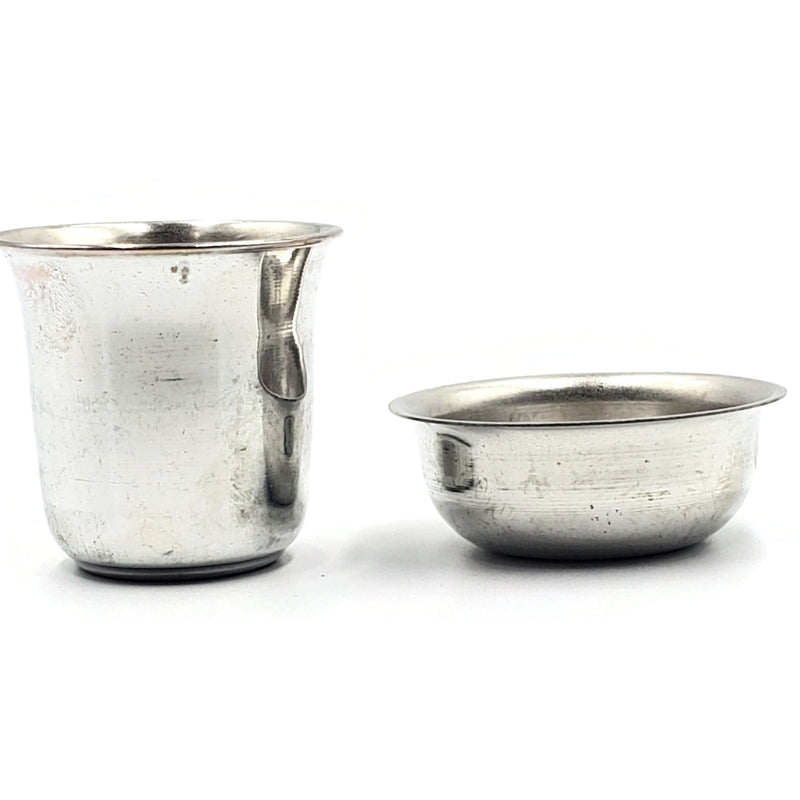 800 Silver 1.75 Inch Glass & 2.0 Inch Bowl Puja set - Set