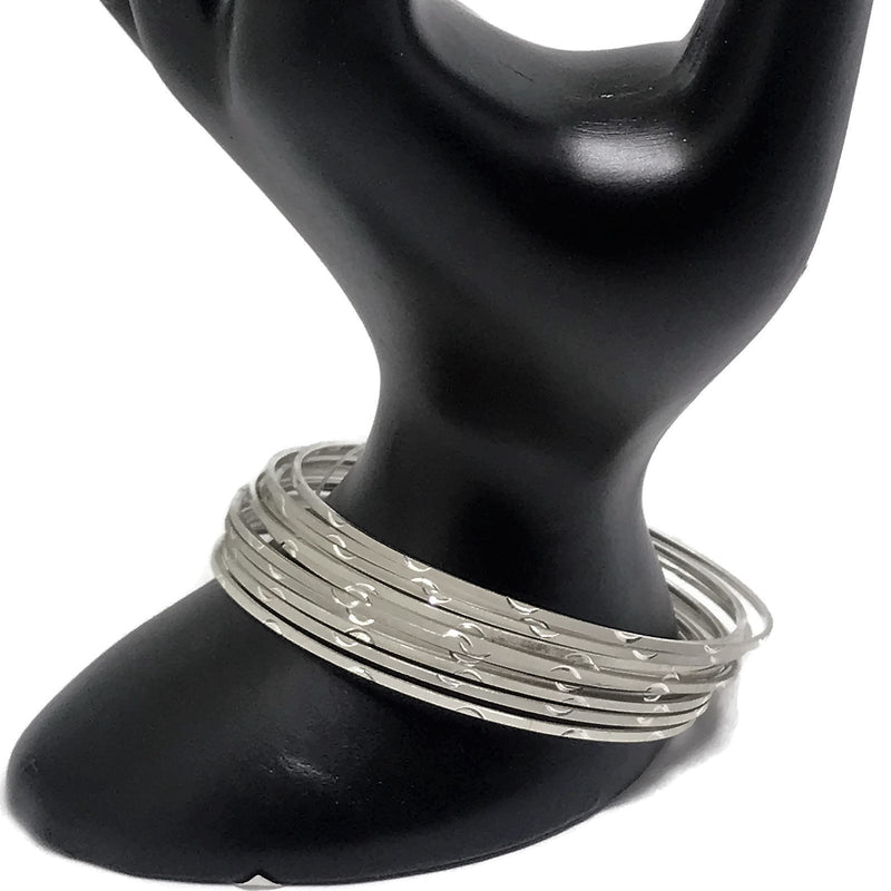 925 Sterling Silver Bangle Bracelet - Set of Ten - Style