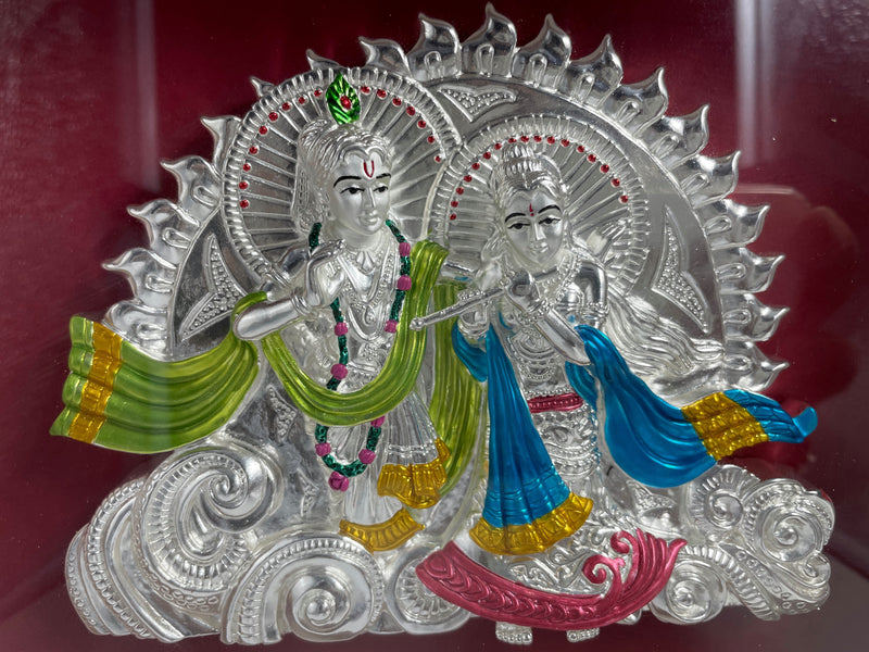 999 Pure Silver Radha Krishna Wall  Painting (Frame