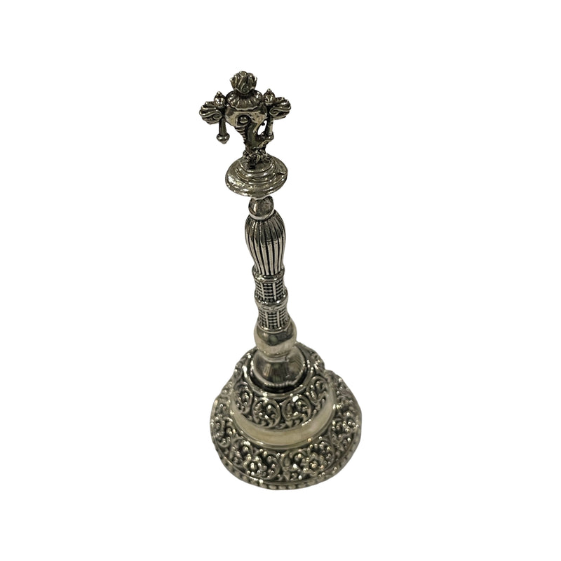 925 Sterling Silver Hallmarked Antique Style Balaji Shankh Handle Puja Bell