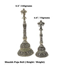 925 Sterling Silver Hallmarked Antique Style Balaji Shankh Handle Puja Bell
