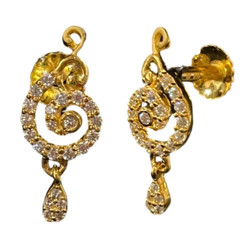 22Kt Gold Hoop Earring with Chandelier - ErHp3204 - 22Kt Gold Hoop Earring  with Chandelier also known as Jhumki style Bali. Earrings has Cubic Zircons  a