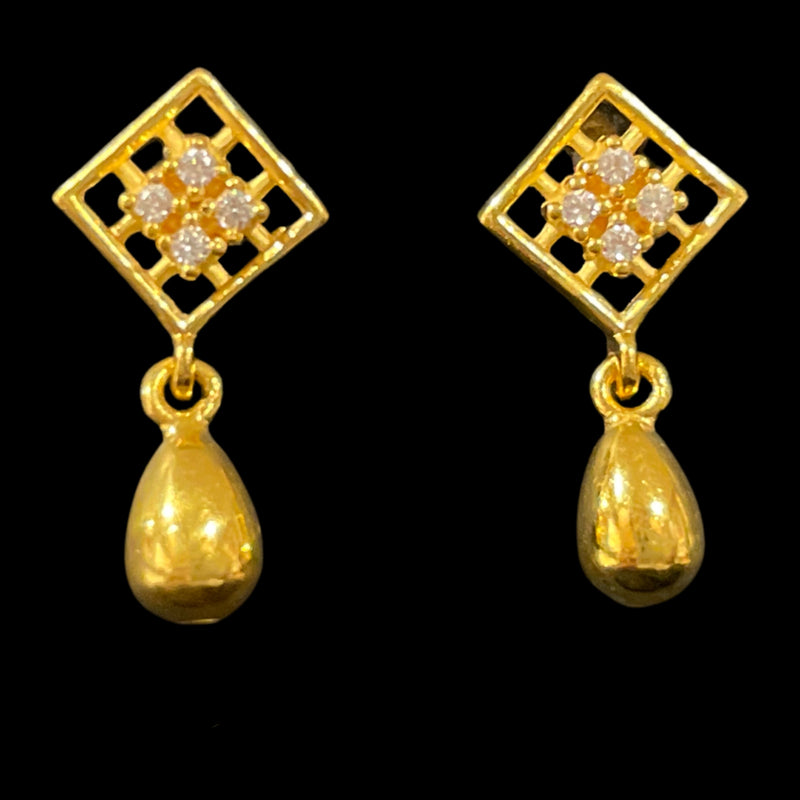 916 Twenty Two Karat (22K) Gold Studded Kids Earrings -Style