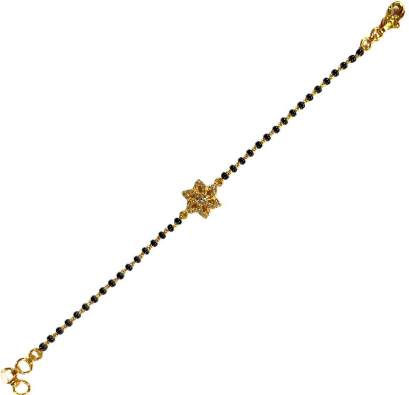 916 Twenty Two Karat (22K) Gold Black Beads Kids 5.5-inch Najariya - Style