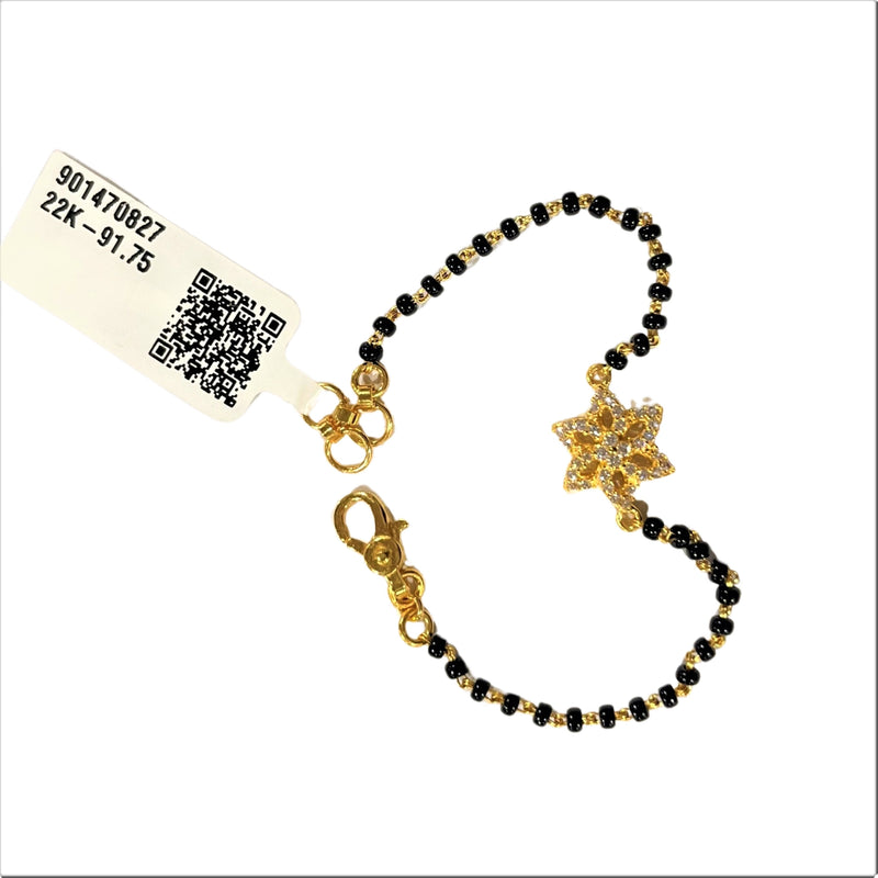 916 Twenty Two Karat (22K) Gold Black Beads Kids 5.5-inch Najariya - Style