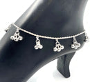 925 Sterling Silver Designer Rope Bell Anklet -