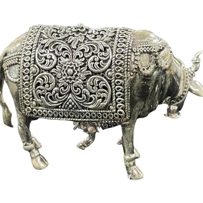 925 Sterling Silver Hallmarked Solid Kamdhenu Cow Statue / Idol / Murti (Figurine