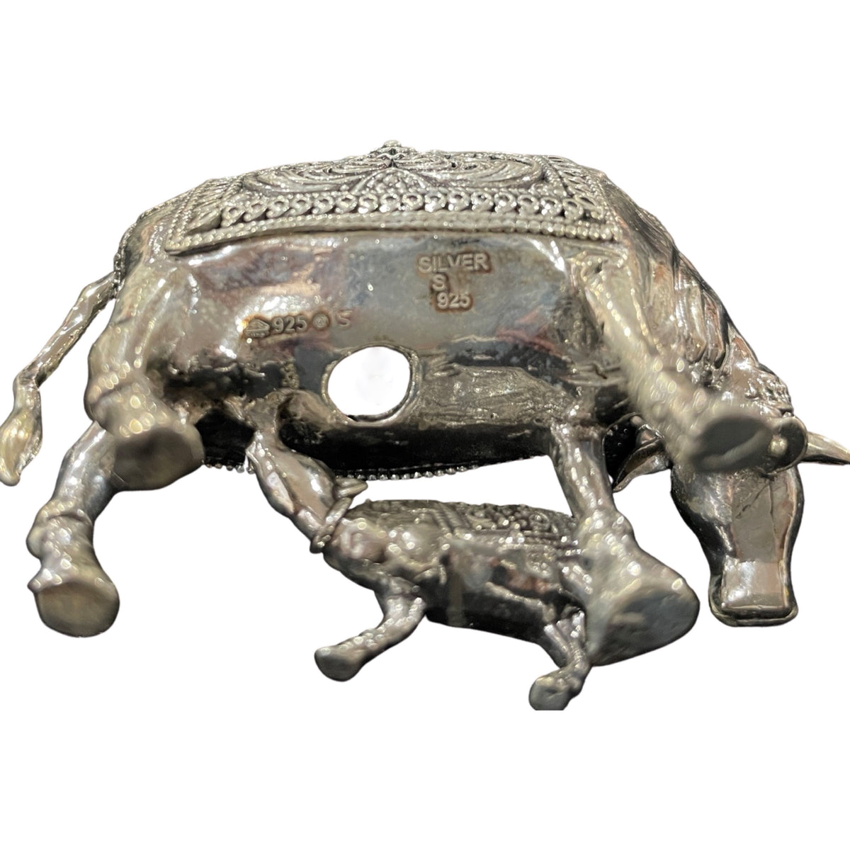 925 Sterling Silver Hallmarked Solid Kamdhenu Cow Statue Idol Murt