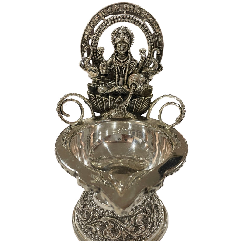 925 Sterling Silver Hallmarked Antique Style Lakshmi / Kamakshi Solid Deepak (Diya) -
