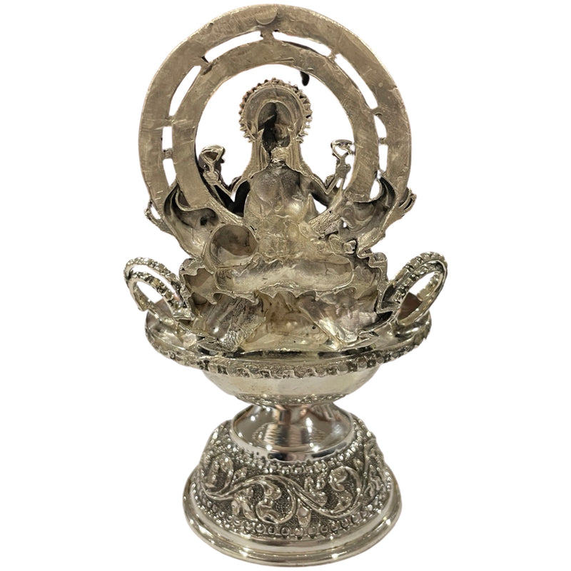 925 Sterling Silver Hallmarked Antique Style Lakshmi / Kamakshi Solid Deepak (Diya) -