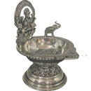 925 Sterling Silver Hallmarked Antique Style Lakshmi / Kamakshi Solid BIG Deepak (Diya) -