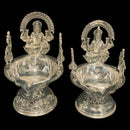 925 Sterling Silver Hallmarked Antique Style Lakshmi / Kamakshi Solid Diya  -