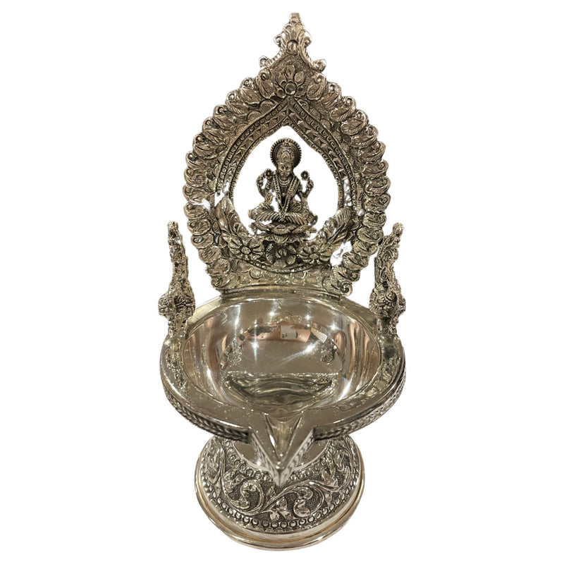 925 Sterling Silver Hallmarked Antique Style BIG Lakshmi / Kamakshi Solid Deepak (Diya) -