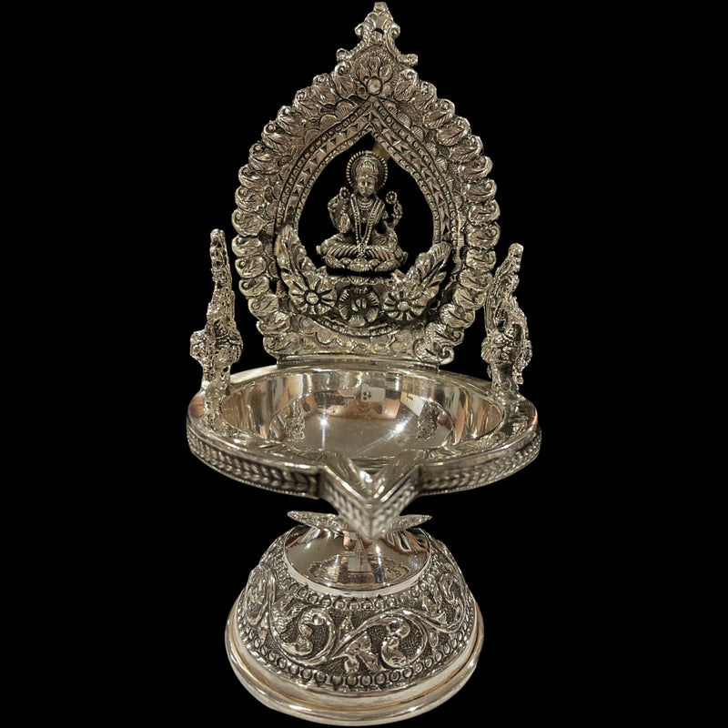 925 Sterling Silver Hallmarked Antique Style BIG Lakshmi / Kamakshi Solid Deepak (Diya) -