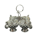 925 Sterling Silver 3.5x3.5 inch Kumkum / Puja bowl Four Pot Set  - 3.5x3.5x4 Style