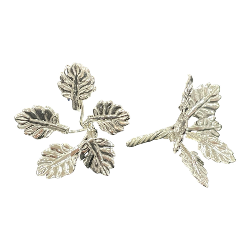 750 Silver Religious Tulsi / Basil Leaves (Set of 10 branches) Set - Style