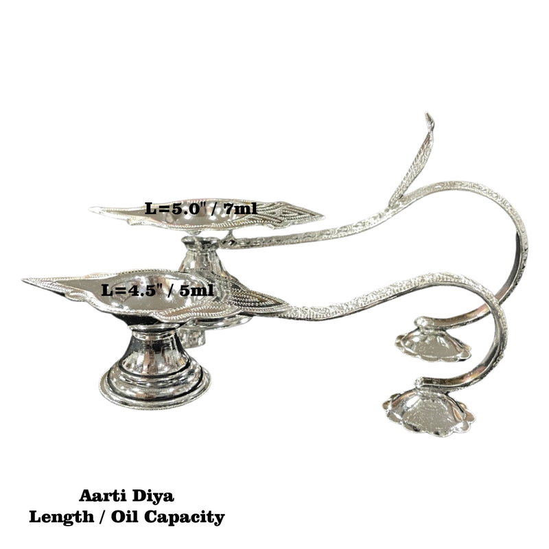 925 Sterling Silver Hallmarked Aarti Deepak Stand - Style