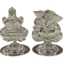925 Sterling Silver Ganesha & Lakshmi Incense Stick Holder / Agarbatti Stand Pair - Style