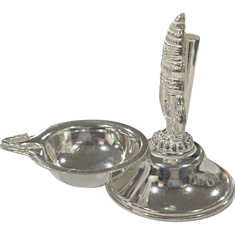 925 Sterling Silver Balaji Incense Stick Holder & Diya Combo - Style