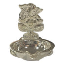 925 Sterling Silver Ganesha Incense Stick Holder & Diya Combo - Style