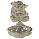 925 Sterling Silver Ganesha Incense Stick Holder & Diya Combo - Style