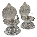 925 Sterling Silver Hallmarked BIG 130ml Capacity ASTHA Lakshmi / Kamakshi Deepak (Diya) Pair