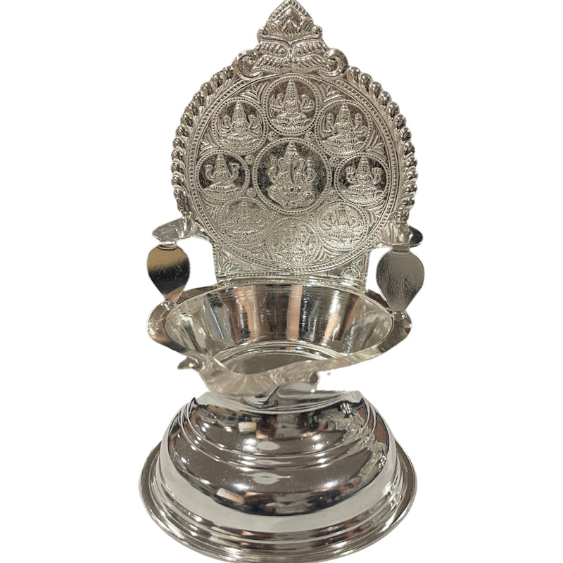 925 Sterling Silver Hallmarked BIG 6.0 Inch ASTHA Lakshmi / Kamakshi Deepak (Diya) Pair