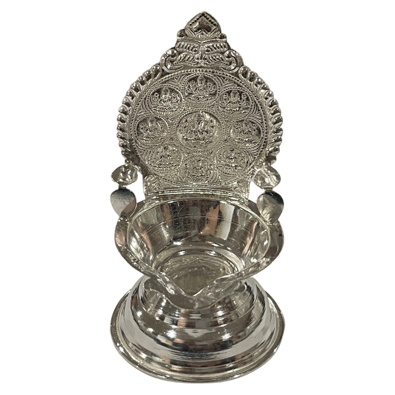 925 Sterling Silver Hallmarked 3.5 Inch Ashta Lakshmi / Kamakshi Deepak (Diya) Pair