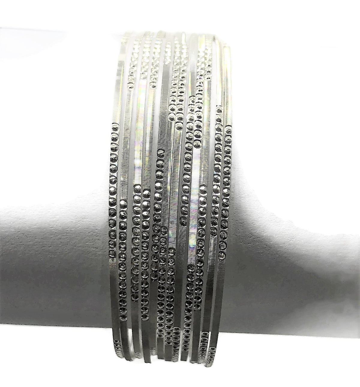 925 Sterling Silver Bangle Bracelet - Set of Twelve(Style#05)