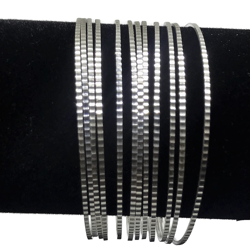 925 Sterling Silver Bangle Bracelet - Set of Twelve(Style