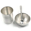 999 Pure Silver Hallmarked 80ml Glass, 60ml Bowl & Spoon for Kids - Designer Set