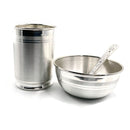 999 Pure Silver Hallmarked 250ml Glass, 180ml Bowl & Spoon for Kids - Designer Set