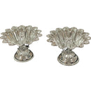 925 Sterling Silver hallmarked Round Flower Deepak (Diya) Pair