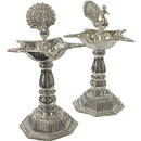 925 Sterling Silver Hallmarked 120ml Capacity Peacock Deepak (Diya) Pair