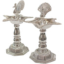 925 Sterling Silver Hallmarked 120ml Capacity Peacock Deepak (Diya) Pair
