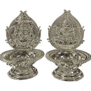 925 Sterling Silver Hallmarked Handcrafted 2.75 inch Lakshmi & Ganesha Deepak (Diya) Pair