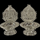 925 Sterling Silver Hallmarked Handcrafted 2.75 inch Lakshmi & Ganesha Deepak (Diya) Pair