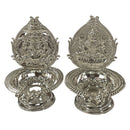 925 Sterling Silver Hallmarked Handcrafted 2.75 inch Lakshmi & Ganesha Deepak (Diya) Pair