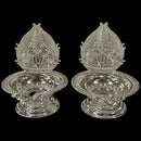 925 Sterling Silver Hallmarked Handcrafted 2.75 inch Balaji Deepak (Diya) Pair