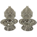 925 Sterling Silver Hallmarked Handcrafted 2.75 inch Balaji Deepak (Diya) Pair