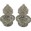 925 Sterling Silver Hallmarked Handcrafted 2.75 inch Balaji Deepak (Diya) Pair